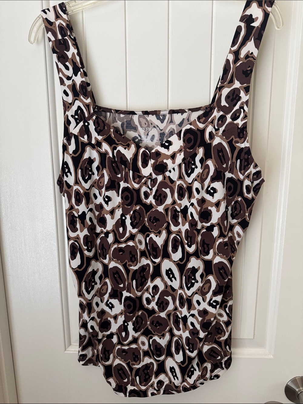 Merona Brown and White Leopard-Print Tank Top XXL